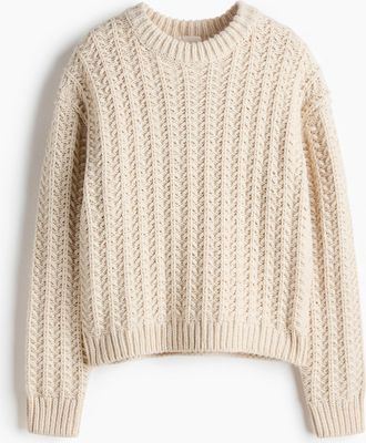 H&M Pullover mit Zopfmuster - White