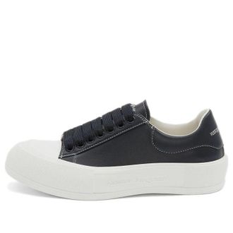 Alexander McQueen Leather Deck Plimsoll Navy Blue 667817WIABK4472