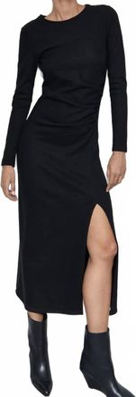 Closed Draped Midi Dress In Black