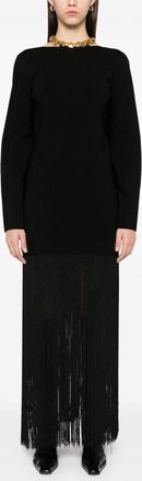 Khaite Womens Paley Fringed Dress - Black viscose - Size X-Small