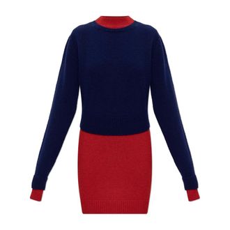 Jil Sander Knitted Dresses, female, Multicolor, Size: XL Wool Mini Dress