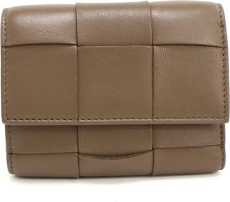 Bottega Veneta Gray Leather Wallet (Tri-Fold) (Pre-Owned)