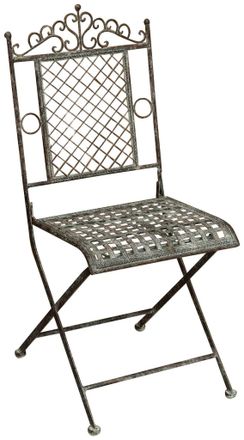 Biscottini International Silla Plegable De Forja Silla De Jard&iacute;n Y Terraza Con Motivos Decorativos En El Respaldo Estilo R&uacute;stico Vintage Externo Interior