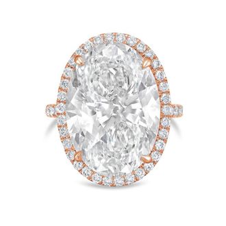 Diana M. Jewels 18kt rose gold 15ct lab grown Oval Diamond Halo Pav&eacute; Ring