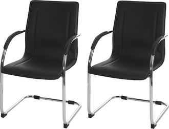 Hhg Hhg - Nunca Usado] Lote De 2 Sillones De Conferencia Samara, Silla De Visita Basculante, Negro