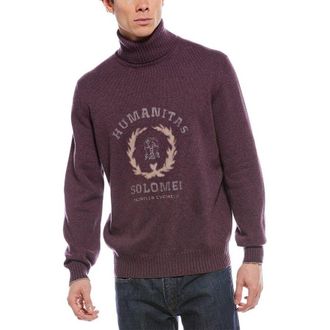 Brunello Cucinelli Maroon Turtleneck Sweater With Emblem, Brand Size 54 (US Size 44)