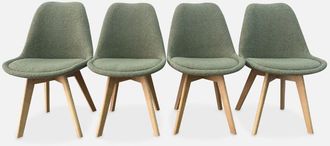 Sweeek Sweeek - Set di 4 sedie scandinave bouclé, gambe in legno