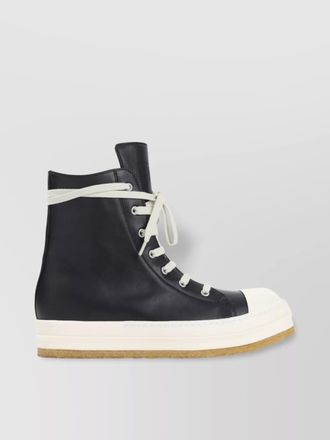 Rick Owens high-top leather sneakers with white toe cap