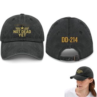 Generic Veterans Casual Hat, Not Dead Yet DD-214 Cap, with Dark Humor Embroidered Badge, Washed Distressed Baseball, Adjustable (A)