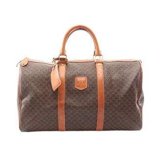 Celine Pre-owned Weekend Bags, female, Brown, Size: ONE SIZE Pre-owned Macadam PVC Coated Canvas Leather Boston Bag