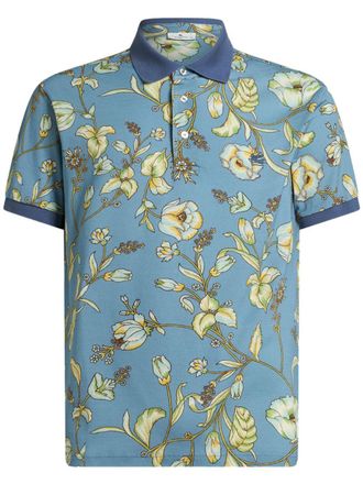 Etro floral polo shirt - men - Cotton - L - Blue