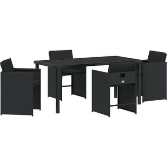 vidaXL Conjunto De Comedor De Jard&iacute;n Con Coj&iacute;n 5 Pcs Negro Polirat&aacute;n Vidaxl