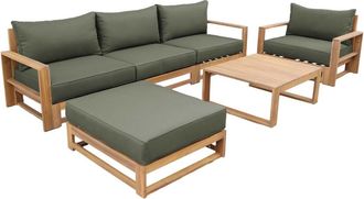 Sweeek Conjunto de muebles de jard&iacute;n en madera, 5 plazas