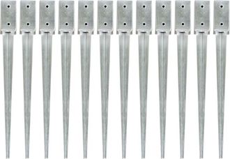 vidaXL Picchetti di Terra 12 pz Argento 7x7x75 cm Acciaio Galvanizzato - Vidaxl