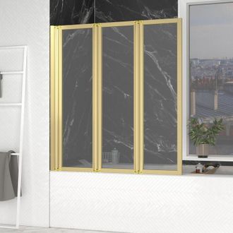 Aurlane Aurlane - Mampara De Ba&ntilde;o Pivotante 3 Hojas Oro Cepillado - 125x143 Cm - Zaggy Gold