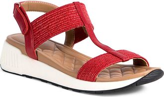 Jambu Claire T-Strap Wedge Sandal in Red Raffia at Nordstrom Rack, Size 7.5