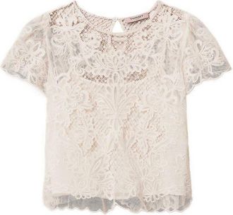 Twinset Embroidered Blouse In Off-White Cotton Blend