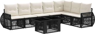 vidaXL Conjunto De Sof&aacute;s De Jard&iacute;n 8 Uds. Negro Y Blanco Crema Vidaxl