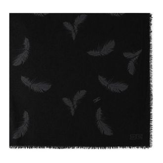 Elisabetta Franchi Foulard in lana e cashmere - - Accessories - Donna - Nero - ONE SIZE