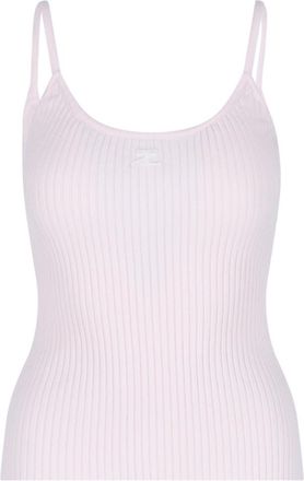 Courr&egrave;ges Top, Pink, Thin Shoulder Straps, Round Neckline