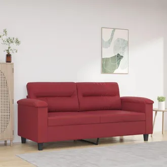 vidaXL Vidaxl - Sof&aacute; De 2 Plazas De Cuero Sint&eacute;tico Rojo Vino 140 Cm