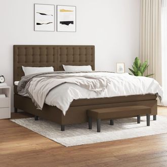 vidaXL Vidaxl - Cama Box Spring Con Colch&oacute;n Tela Marr&oacute;n Oscuro 180x200 Cm