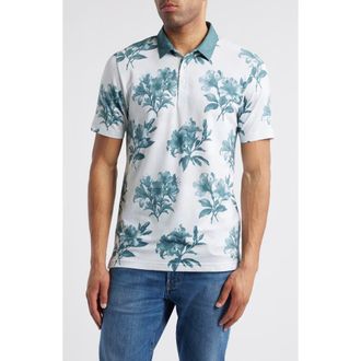 Travis Mathew Featherweight Magnolia Floral Piqué Polo in Moonbeam at Nordstrom Rack, Size Xxx-Large