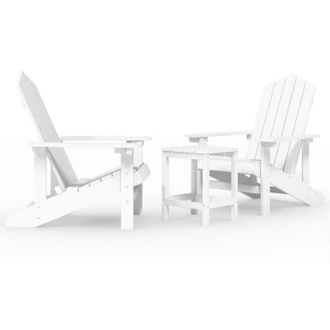 vidaXL Sillas De Jard&iacute;n Adirondack Con Mesa Blanca Hite