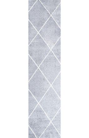 Jonathan Y Designs Cole Minimalist Diamond Trellis Area Rug in Light Gray/white at Nordstrom, Size 2Ft 0In X 8Ft 0In