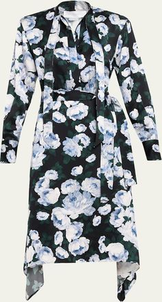Stella McCartney Floral-Print Handkerchief Midi Shirtdress