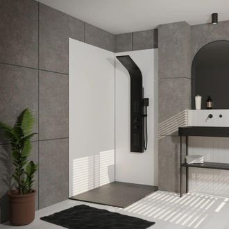 Aurlane Columna Ducha Efecto Lluvia - 140x20cm - Acero Inoxidable Negro Cepillado