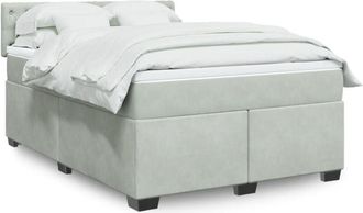 vidaXL Vidaxl - Cama Box Spring Con Colch&oacute;n Terciopelo Gris Claro 140x190 Cm