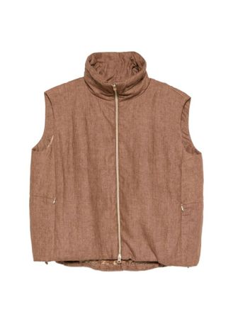 Herno Brown Solid High-neck Jacket