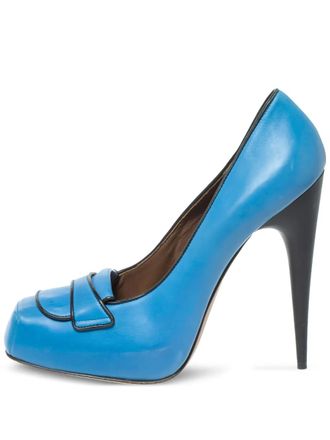 Marni 135 mm leren pumps met plateauzool - Blauw