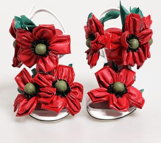 Dolce & Gabbana White Red Floral Detailing Sandals Womens Shoes