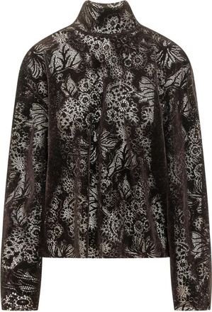 Msgm Blouse met lange mouwen en hoge hals - Dames - Blouses - Bruin - S - Overhemden