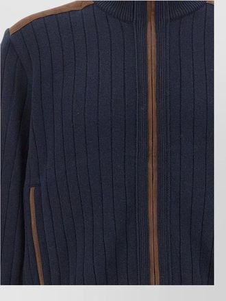 Paul & Shark cashmere wool ribbed panelled zip jacket