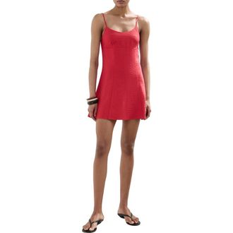 Mango Crinkle Sleeveless Minidress in Orange at Nordstrom, Size 6