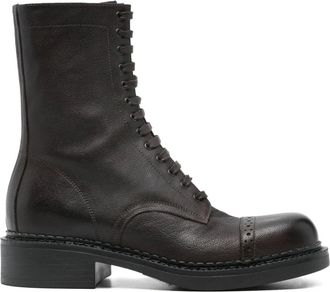 P.A.R.O.S.H. perforated-detail lace-up boots - women - Calf Leather/Calf Leather/Rubber - 37 - Brown