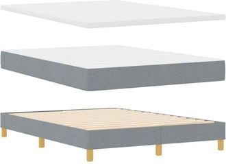 vidaXL Cama Con Somier Y Colch&oacute;n Crema 90x200 Cm Fabric Gris Claro Vidaxl