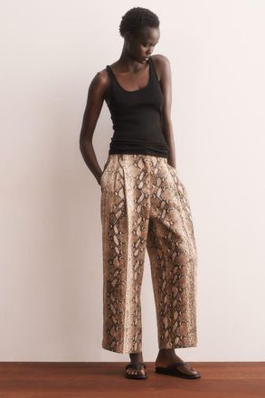 H&M Ankle-length Twill Pants in Beige/snakeskin Pattern at Nordstrom, Size 10