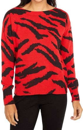 Elliott Lauren Well Red Boatneck Sweater In Red/black