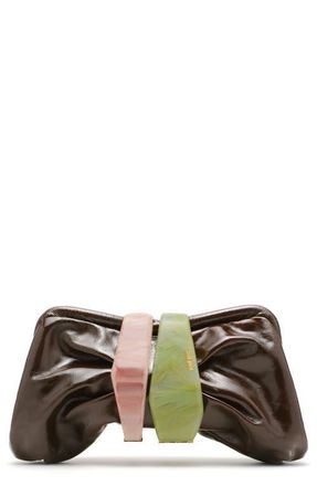 Cult Gaia Julita Leather Frame Clutch in Luwak at Nordstrom