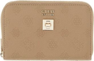 Guess Ella Logo SLG Med Zip Around - Dames - Portefeuilles - Beige - ONE Size - Leer - Accessoires