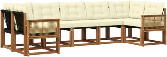vidaXL Conjunto De Sof&aacute;s De Exterior 7 Uds. Natural Y Crema Vidaxl
