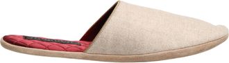 Dolce & Gabbana Beige Shetland Wool Red Quilted Slippers Mens Shoes