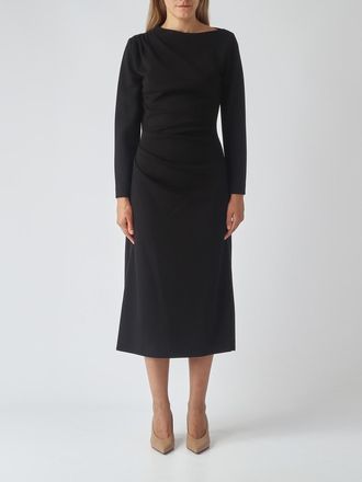 Meimeij Draped Long-Sleeved Cr&ecirc;pe Midi Sheath Dress