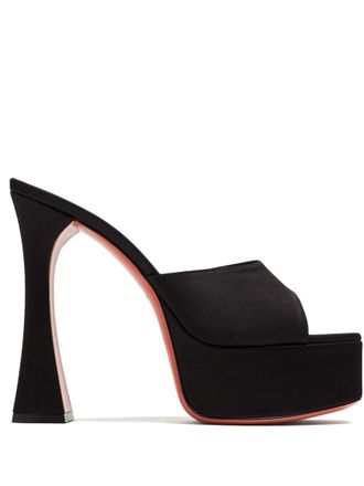 Amina Muaddi Black Dalida satin mules
