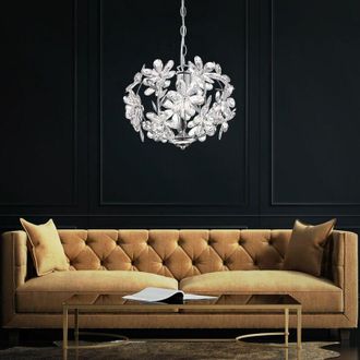 ETC Shop Lampada a sospensione lampada a sospensione foglie lampada a soffitto sospensione design floreale, acrilico, cromo, paralume, forma sferica, 1x led