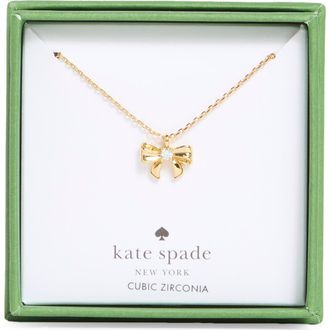 Kate Spade New York Mini Bow Pendant Necklace in Clear/Gold at Nordstrom Rack
